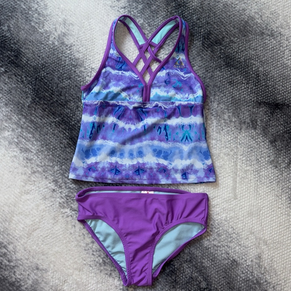 Gerry Girls Lavender 3-Piece Tankini & Shorts Swimsuit Set Size: Medium (10/12) - Picture 2 of 6